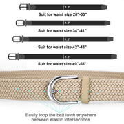 Braided Canvas Stretch Belt Elastic Casual Belt for Men, Women and Junior 1.3 Inches Wide - JASGOOD OFFICIAL