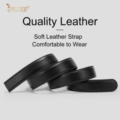 JASGOOD Men's Leather Ratchet Belt Strap without Buckle, Replacement Leather Belt Strap 35mm/1.38", Fit 40mm/1.57” buckle