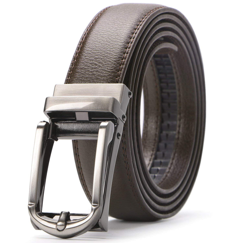 Leather Ratchet Dress Belt for Men Perfect Fit Waist Size Up to 44" with Automatic Buckle 