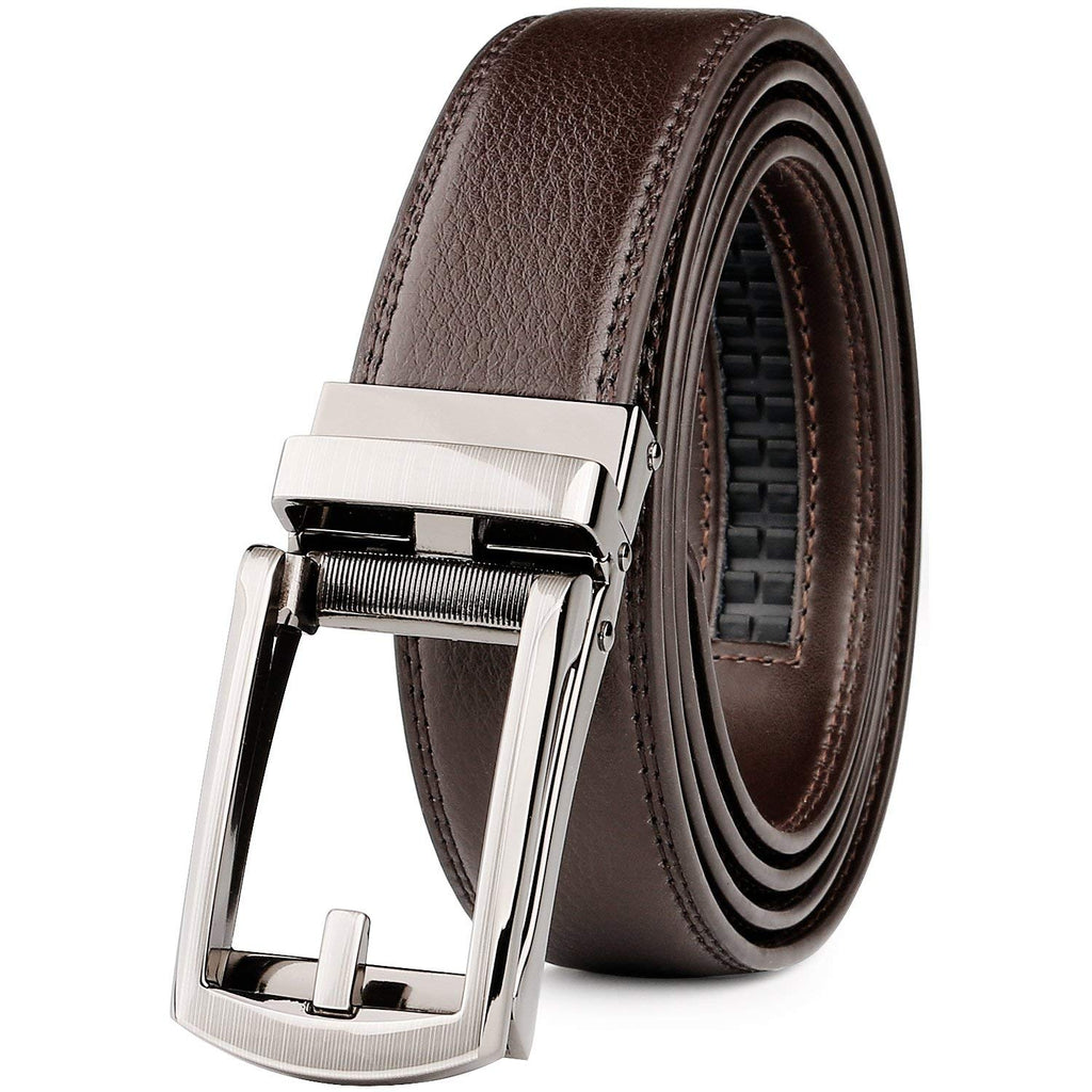 Leather Ratchet Dress Belt for Men Perfect Fit Waist Size Up to 44" with Automatic Buckle 