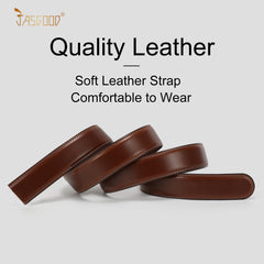 JASGOOD Men's Leather Ratchet Belt Strap without Buckle, Replacement Leather Belt Strap 35mm/1.38", Fit 40mm/1.57” buckle