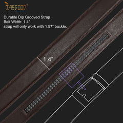 JASGOOD Men's Leather Ratchet Belt Strap without Buckle, Replacement Leather Belt Strap 35mm/1.38", Fit 40mm/1.57” buckle