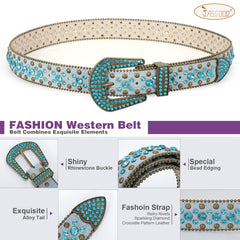 Halloween Western Cowgirl Rhinestone Belt, Fashion Rhinestone Belt for Women for Jeans, Ladies Bling Rhinestone Belt for Dress - JASGOOD OFFICIAL