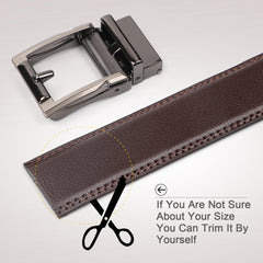 ASGOOD Men’s Genuine Leather Ratchet Dress Belt for men with Automatic Buckle 