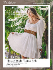 Women Elastic Wide Dress Belt JASGOOD 50S Stretchy Vintage Waist Cinch Belt