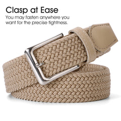 Braided Elastic Belt for Men Women Junior-Woven Canvas Stretch Belts by JASGOOD 