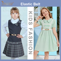 Kids Skinny Elastic Stretch Belts for girls with Easy Buckle Toddler School Uniform Dress Belts by JASGOOD - JASGOOD OFFICIAL