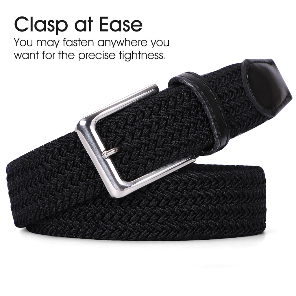 Braided Elastic Belt for Men Women Junior-Woven Canvas Stretch Belts by JASGOOD 