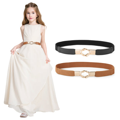 Kids Skinny Elastic Stretch Belts for girls with Easy Buckle Toddler School Uniform Dress Belts by JASGOOD - JASGOOD OFFICIAL