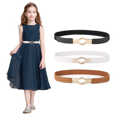 Kids Skinny Elastic Stretch Belts for girls with Easy Buckle Toddler School Uniform Dress Belts by JASGOOD - JASGOOD OFFICIAL
