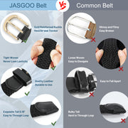 JASGOOD Elastic Braided Canvas Belt, Stretch Woven Belt for Jeans Shorts Pants Casual Golf Belt with Gold Buckle