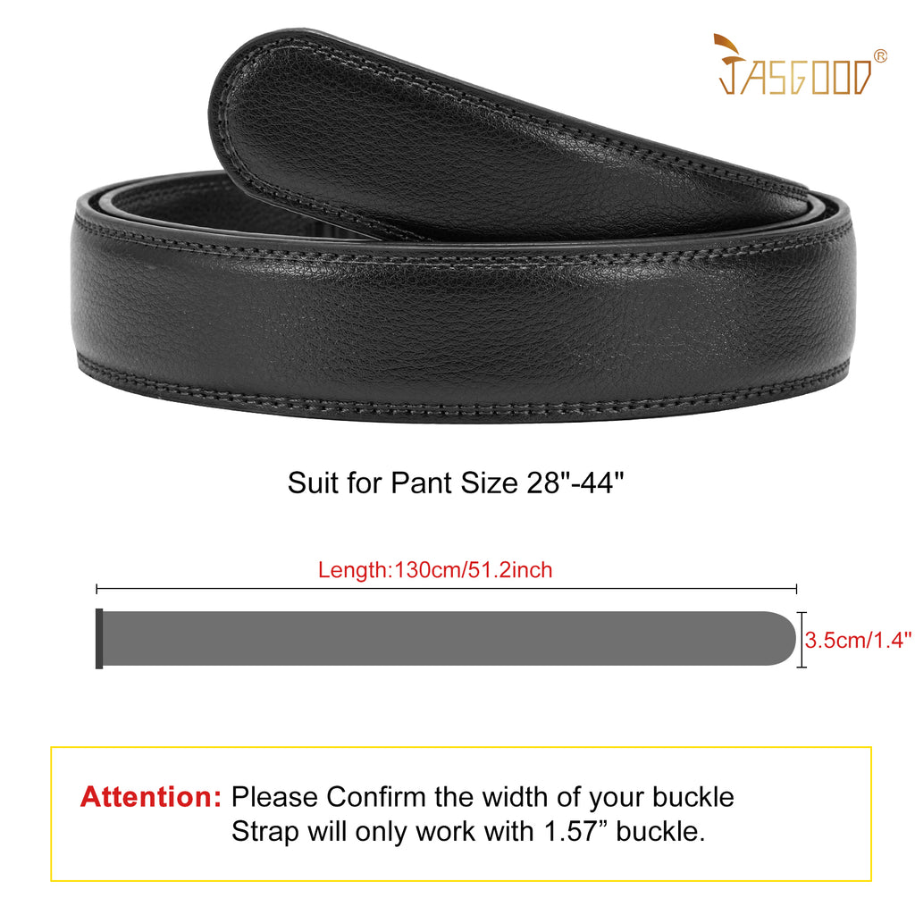 JASGOOD Men's Leather Ratchet Belt Strap without Buckle, Replacement Leather Belt Strap 35mm/1.38", Fit 40mm/1.57” buckle