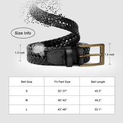 Men's Braided Leather Belt, Braided Woven Belt for Men Casual Jeans with Solid Strap Single Prong Buckle by JASGOOD - JASGOOD OFFICIAL