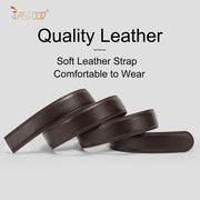 JASGOOD Men's Leather Ratchet Belt Strap without Buckle, Replacement Leather Belt Strap 35mm/1.38", Fit 40mm/1.57” buckle