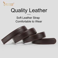 JASGOOD Men's Leather Ratchet Belt Strap without Buckle, Replacement Leather Belt Strap 35mm/1.38", Fit 40mm/1.57” buckle