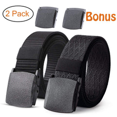 Nylon Military Tactical Belt 2 Pack Webbing Canvas Outdoor Web Belt With Plastic Buckle 
