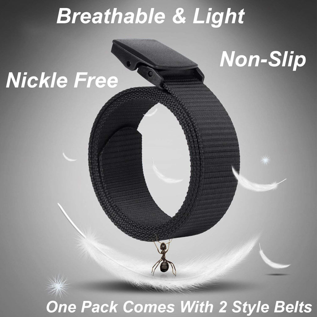 Nylon Military Tactical Belt 2 Pack Webbing Canvas Outdoor Web Belt With Plastic Buckle 