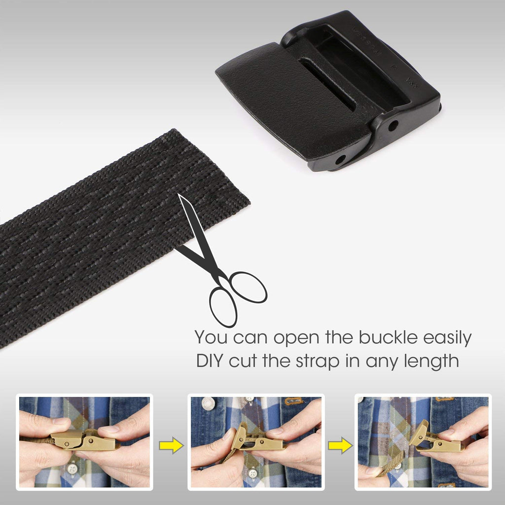 Nylon Military Tactical Belt 2 Pack Webbing Canvas Outdoor Web Belt With Plastic Buckle 