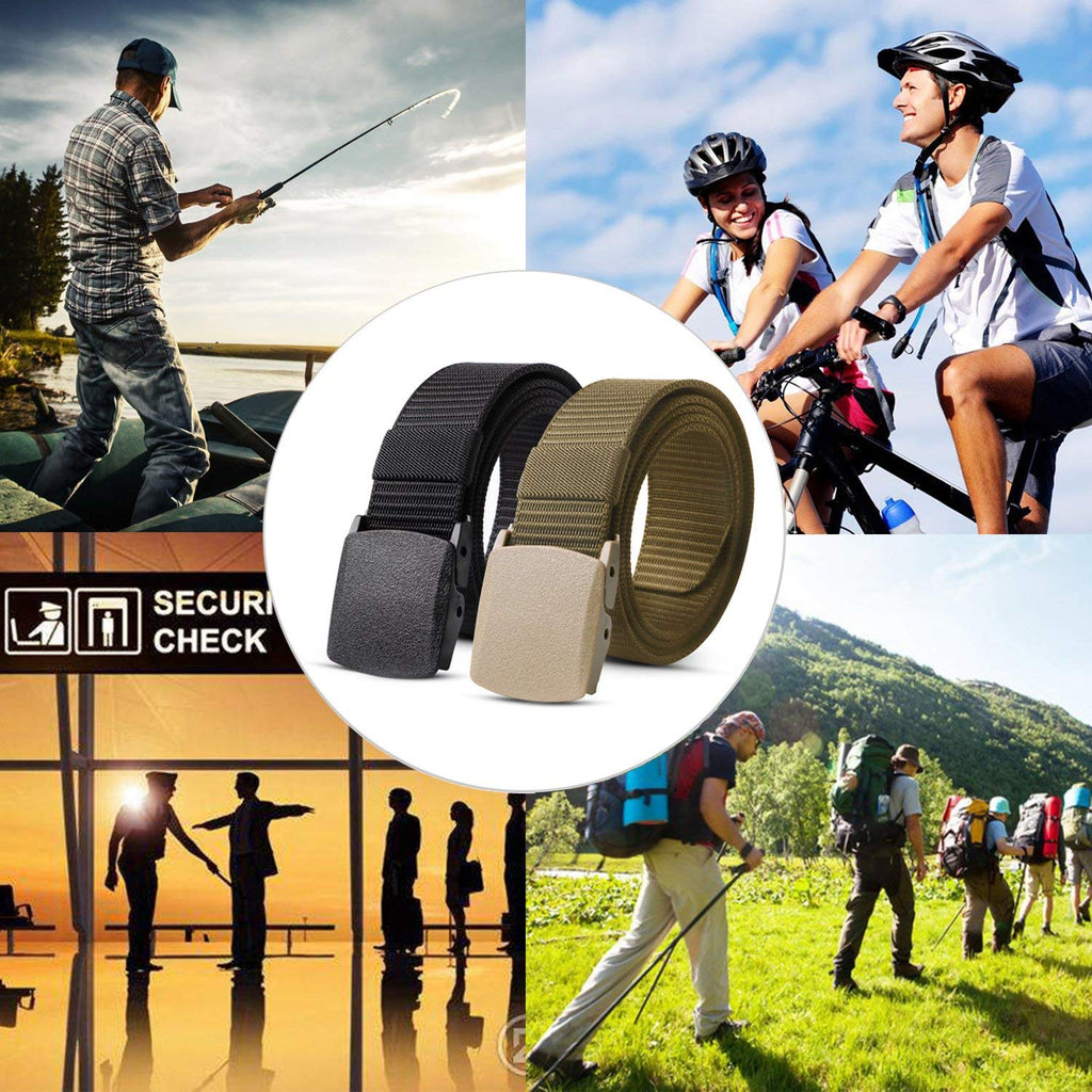 Nylon Military Tactical Belt 2 Pack Webbing Canvas Outdoor Web Belt With Plastic Buckle 