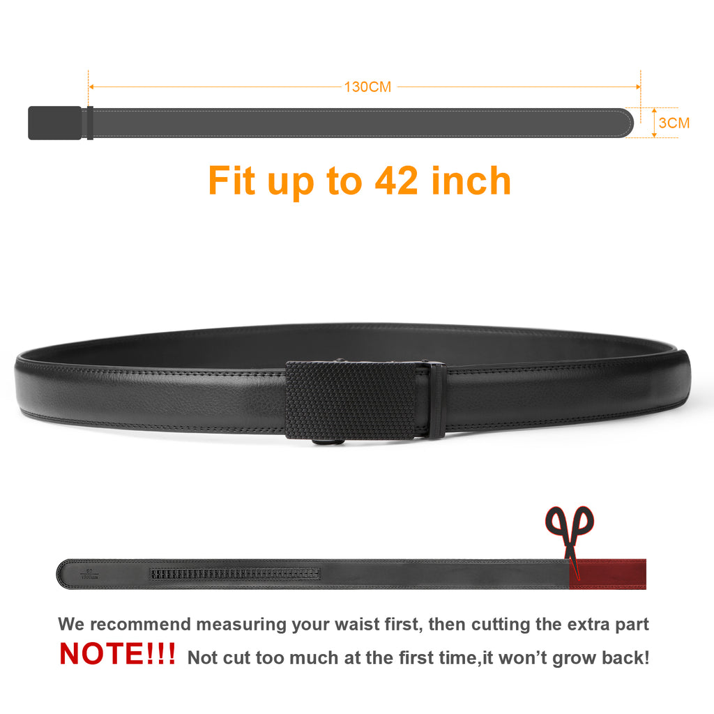 Men's Leather Ratchet Dress Belt with Automatic Buckle in Gift Box by JASGOOD 