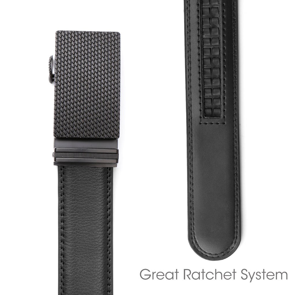 Men's Leather Ratchet Dress Belt with Automatic Buckle in Gift Box by JASGOOD 