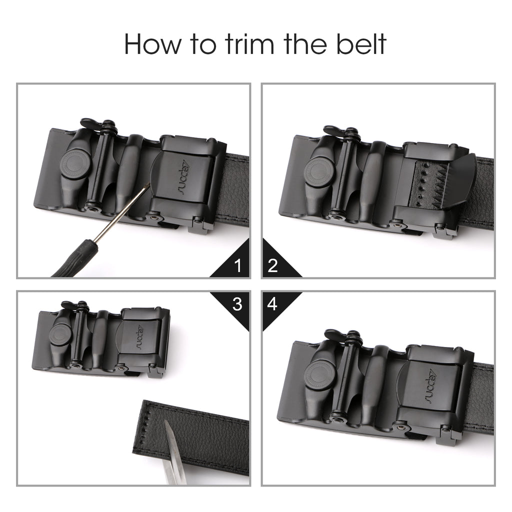 Men's Leather Ratchet Dress Belt with Automatic Buckle in Gift Box by JASGOOD 