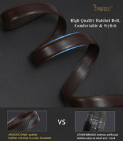 JASGOOD Men's Leather Ratchet Belt Strap without Buckle, Replacement Leather Belt Strap 35mm/1.38", Fit 40mm/1.57” buckle