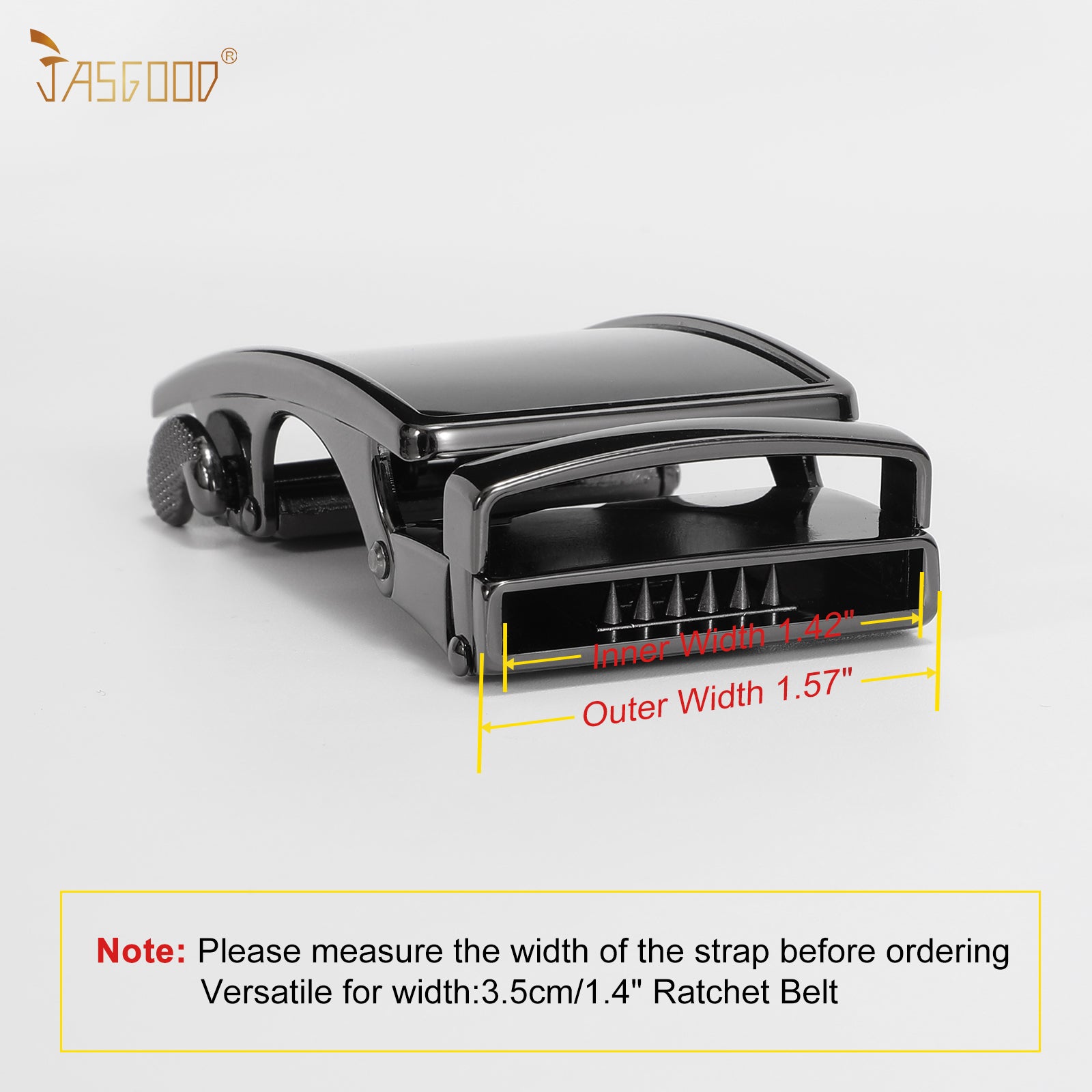 JASGOOD 40mm Automatic Ratchet Buckle, Replacement Click Buckle for 1 3/8 Slide Belt Strap