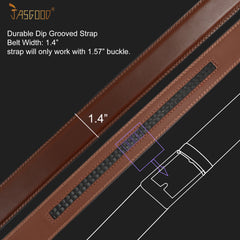 JASGOOD Men's Leather Ratchet Belt Strap without Buckle, Replacement Leather Belt Strap 35mm/1.38", Fit 40mm/1.57” buckle