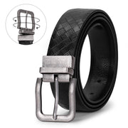 JASGOOD Men's Belt, Leather Reversible Belt for Men Black and Brown Dress Belt Rotate Buckle Gift Box 