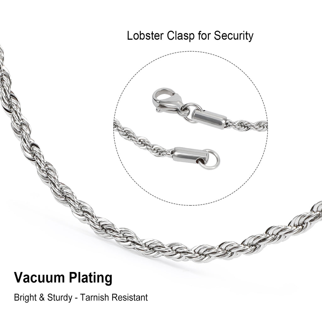 Rope Chain Necklace Gold Plated for Men Women Teen 