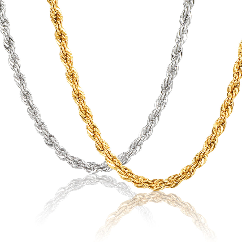 Rope Chain Necklace Gold Plated for Men Women Teen 