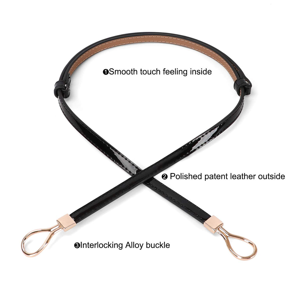 Leather Skinny Women Belt Thin Waist Belts for Dresses Up to 37" with Interlocking Buckle 2 Pack 