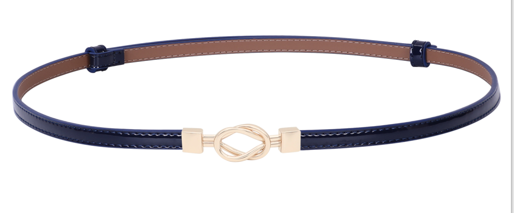 Leather Skinny Women Belt Thin Waist Belts for Dresses Up to 37" with Interlocking Buckle 2 Pack 