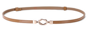 Leather Skinny Women Belt Thin Waist Belts for Dresses Up to 37" with Interlocking Buckle 2 Pack 