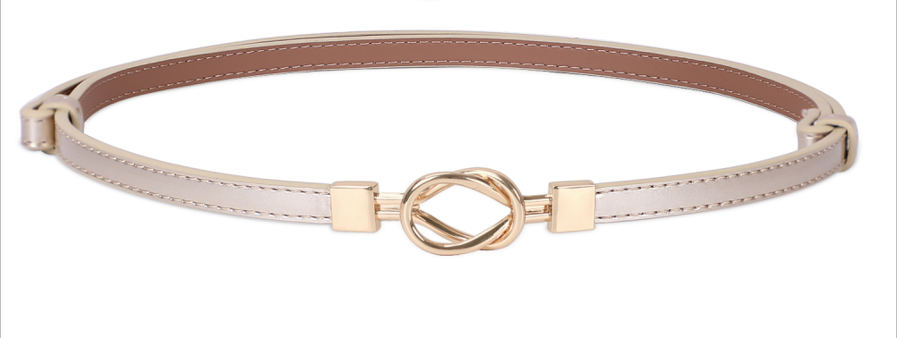 Leather Skinny Women Belt Thin Waist Belts for Dresses Up to 37" with Interlocking Buckle 2 Pack 