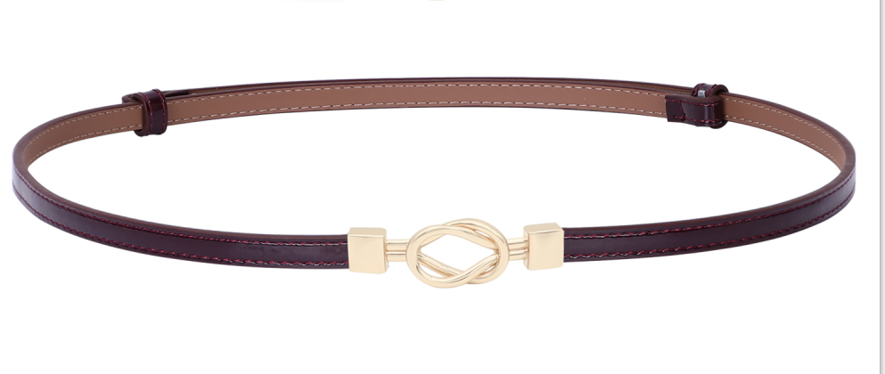 Leather Skinny Women Belt Thin Waist Belts for Dresses Up to 37" with Interlocking Buckle 2 Pack 