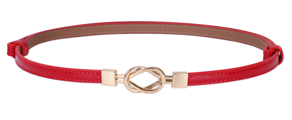 Leather Skinny Women Belt Thin Waist Belts for Dresses Up to 37" with Interlocking Buckle 2 Pack 