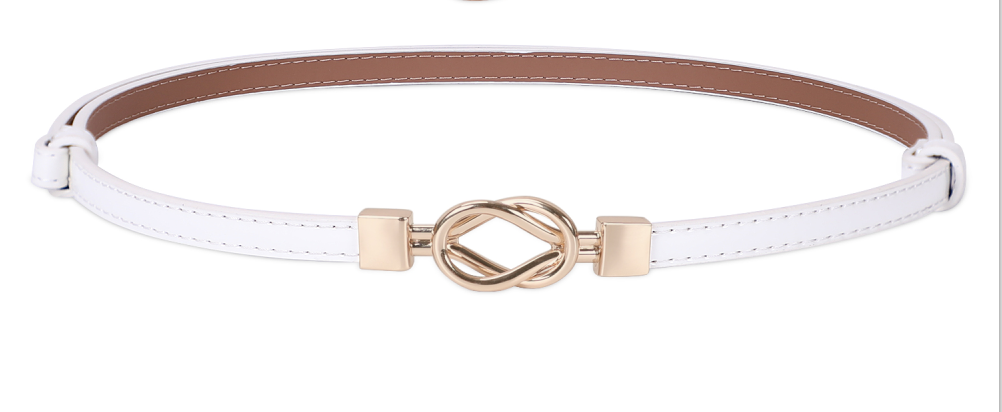 Leather Skinny Women Belt Thin Waist Belts for Dresses Up to 37" with Interlocking Buckle 2 Pack 