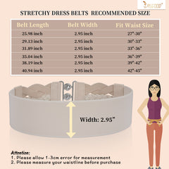 Women's Elastic Wide Dress Belt, JASGOOD Retro Stretchy Waist Belt, 50's Belt Cosplay Belt