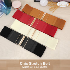 JASGOOD Wide Elastic Stretch Waist Belts for Women Vintage Cinch Dress Belts - JASGOOD OFFICIAL