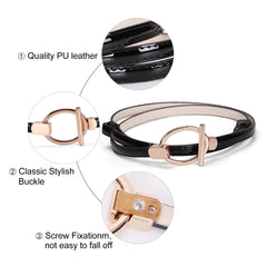 Women’s Skinny Leather Belt Adjustable Slim Waist Belt with Gold Alloy Buckle for Dress By JASGOOD 