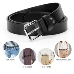 Women's Leather Belt Fashion Skinny Leather Waist Belts with Detachable O Ring For Jeans Dresses 