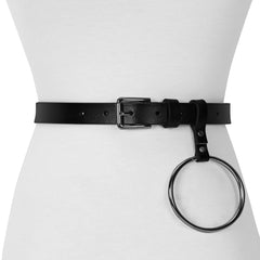 Women's Leather Belt Fashion Skinny Leather Waist Belts with Detachable O Ring For Jeans Dresses 