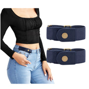 No Buckle Stretch Belt for Women/Men—2 Pack Elastic Invisible Belts for Jeans