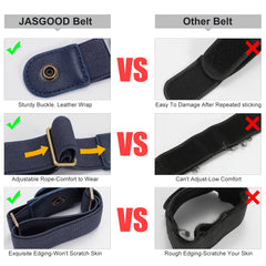 No Buckle Stretch Belt for Women/Men—2 Pack Elastic Invisible Belts for Jeans