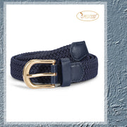 JASGOOD Elastic Braided Canvas Belt, Stretch Woven Belt for Jeans Shorts Pants Casual Golf Belt with Gold Buckle